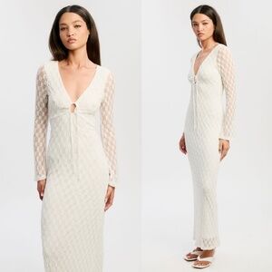 NWT Bardot Talika Floral Mesh Maxi Dress In Orchidwht Sz M